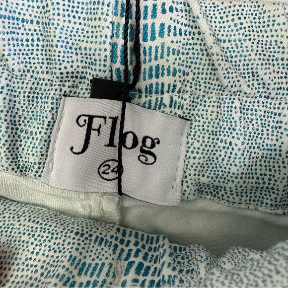 Bevy Flog Shely Aqua Blue 24 snake print high rise Drawstring Women's Pants NWT - Picture 4 of 11